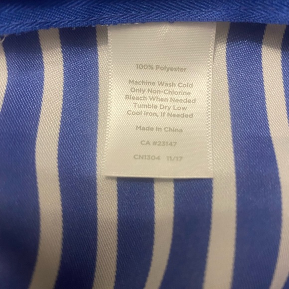 Talbots Women Top Size XL Blue White Stripe Sleeveless Ruffle Collar Side Zip - Picture 7 of 11